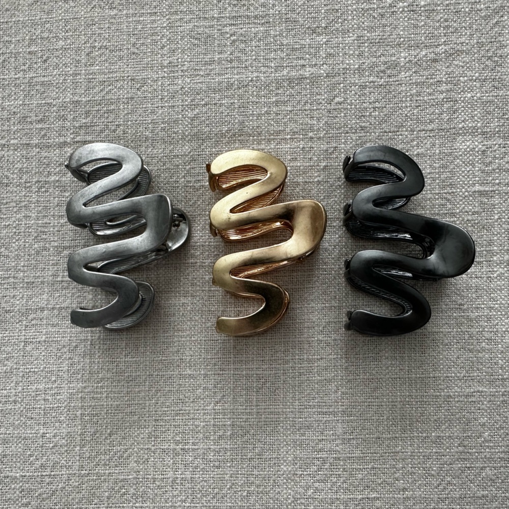 Anthropologie Metallic Hair Clips - Silver, Gold, Black
